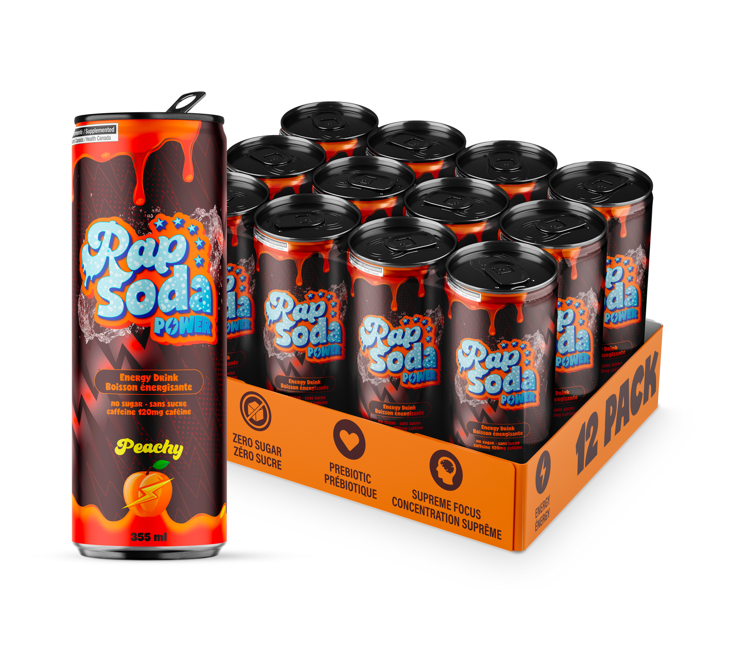 Rap Soda Power Peachy - 355ml (12x)